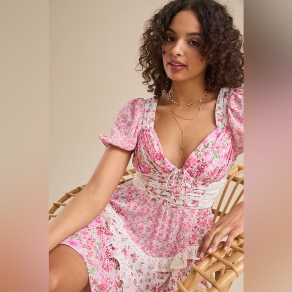 NWT Altar’d State Aderny Mini Dress Pink- Multi - Picture 2 of 6